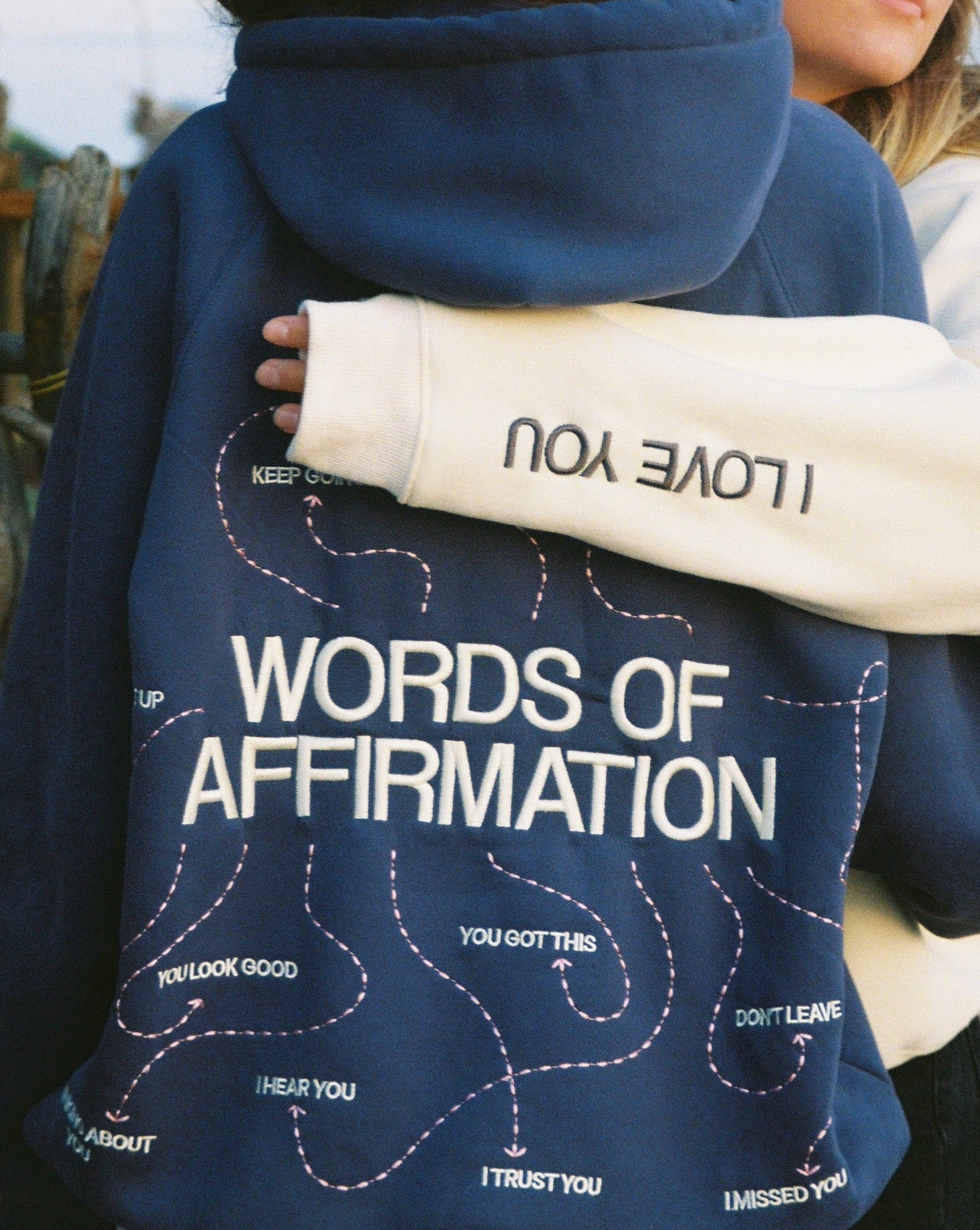 Words of Affirmation Oversized Lux Hoodie in Blue